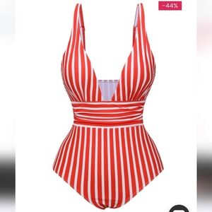 Retro Stage 1950s Red Stripe Spaghetti Strap One Piece